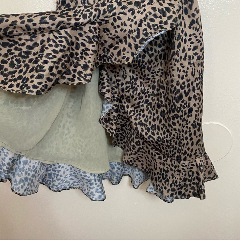 Shein Leopard Animal Print Ruffle Wrap Dress - Picture 3 of 7